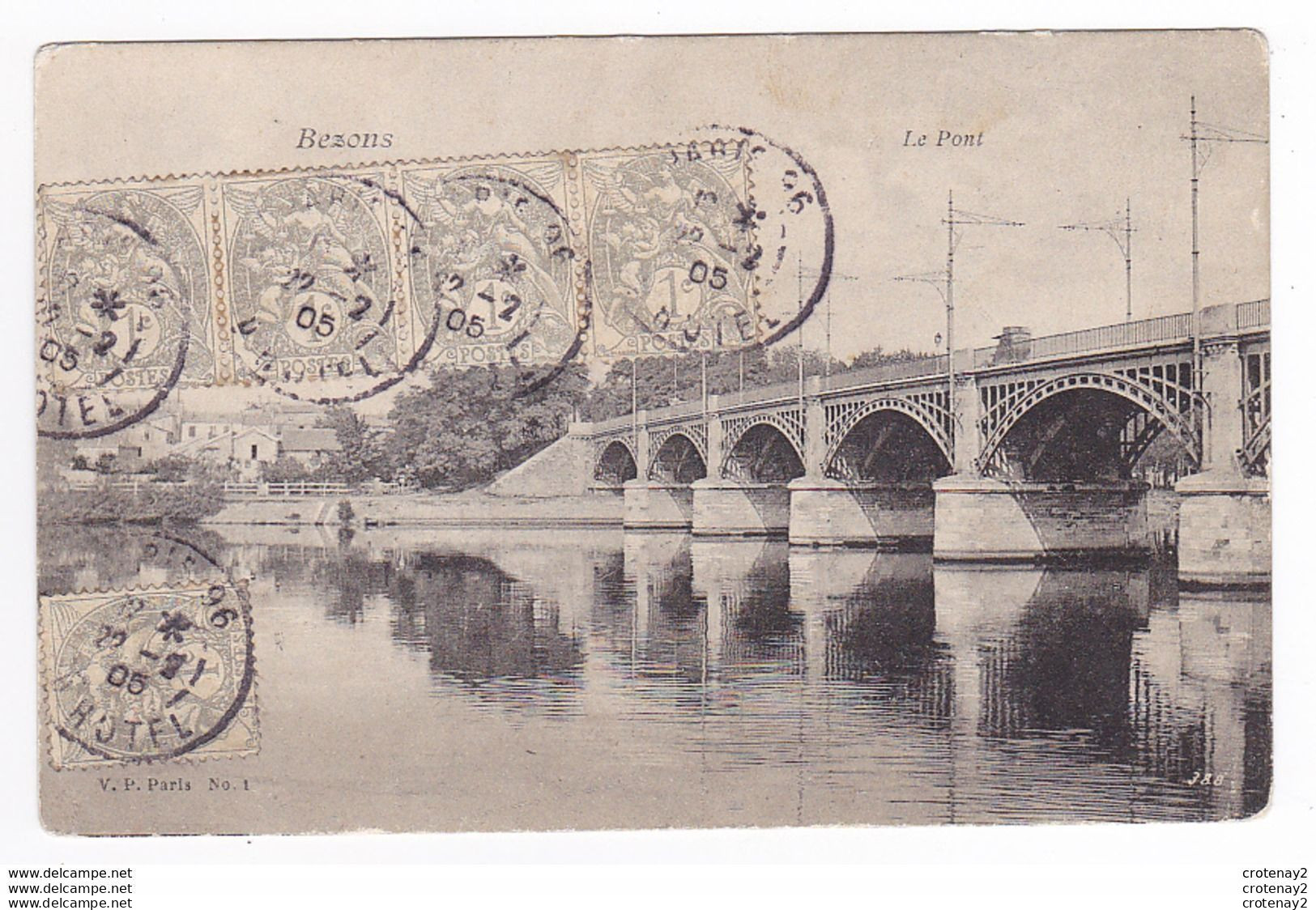 95 BEZONS Le Pont En 1905 V.P Paris N°1 VOIR DOS - Bezons