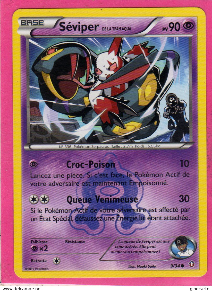 Carte Pokemon Francaise 2015 Xy Double Crisis 9/34 Seviper 90pv Bon Etat - XY