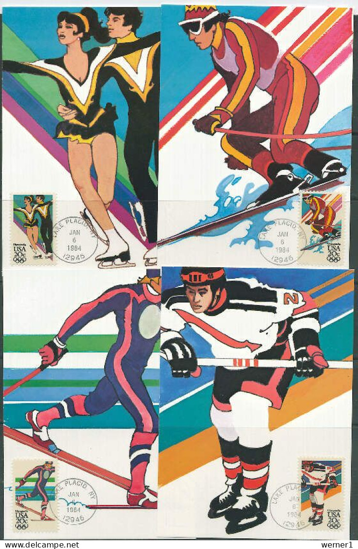 USA 1984 Olympic Games Sarajevo Set Of 4 Maximumcards - Winter 1984: Sarajevo