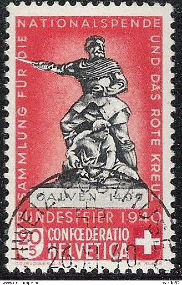 Schweiz Suisse 1940: "Calven" Variante HELLROT ROUGE-CLAIR Zu WII5c Mi 366a Yv 351a ⊙ POSTMUSEUM 26.XI.40 (Zu CHF 50.00) - Gebraucht