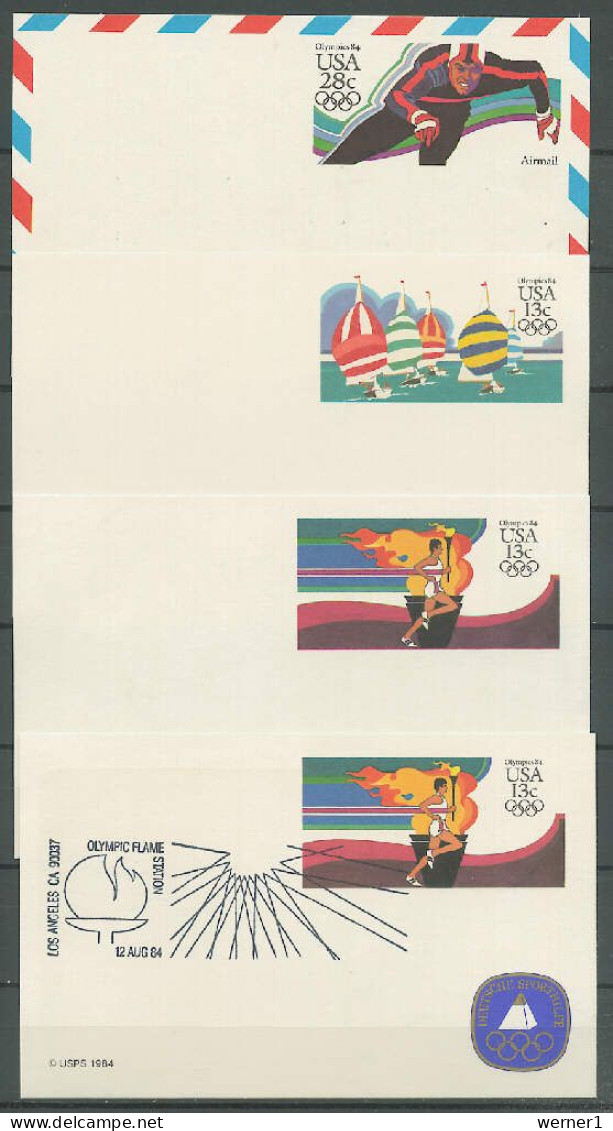 USA 1983/1984 Olympic Games Los Angeles / Sarajevo 4 Commemorative Postcards - Summer 1984: Los Angeles