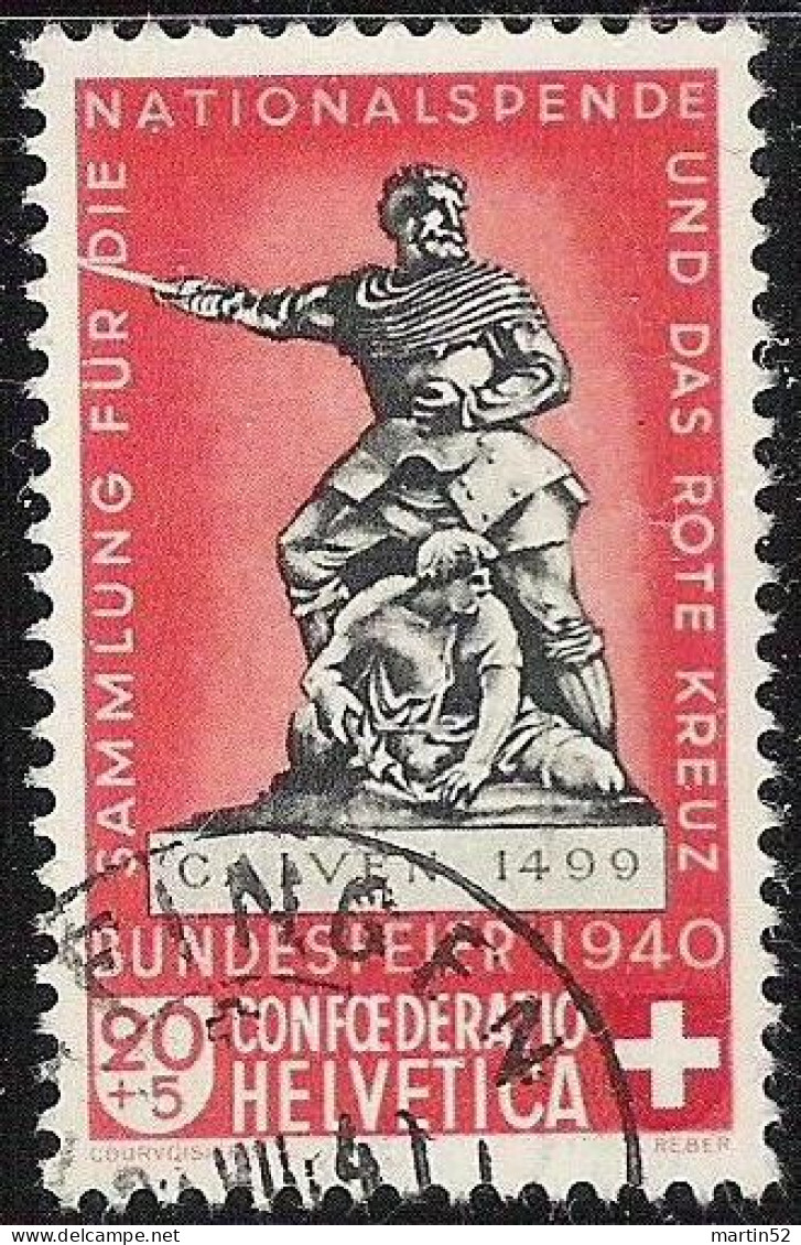 Schweiz Suisse 1940: "Calven" Variante HELLROT ROUGE-CLAIR Zu WII 5c Mi 366a Yv 351a ⊙ GELFINGEN 9.VII.40 (Zu CHF 50.00) - Abarten