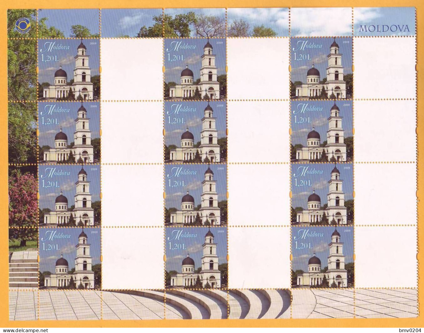 2009 2013 Moldova Personalized Postage Stamps, Issue 1.  SAMPLES.  Cathedral, Bell Tower,  Sheet  Mint - Moldavie