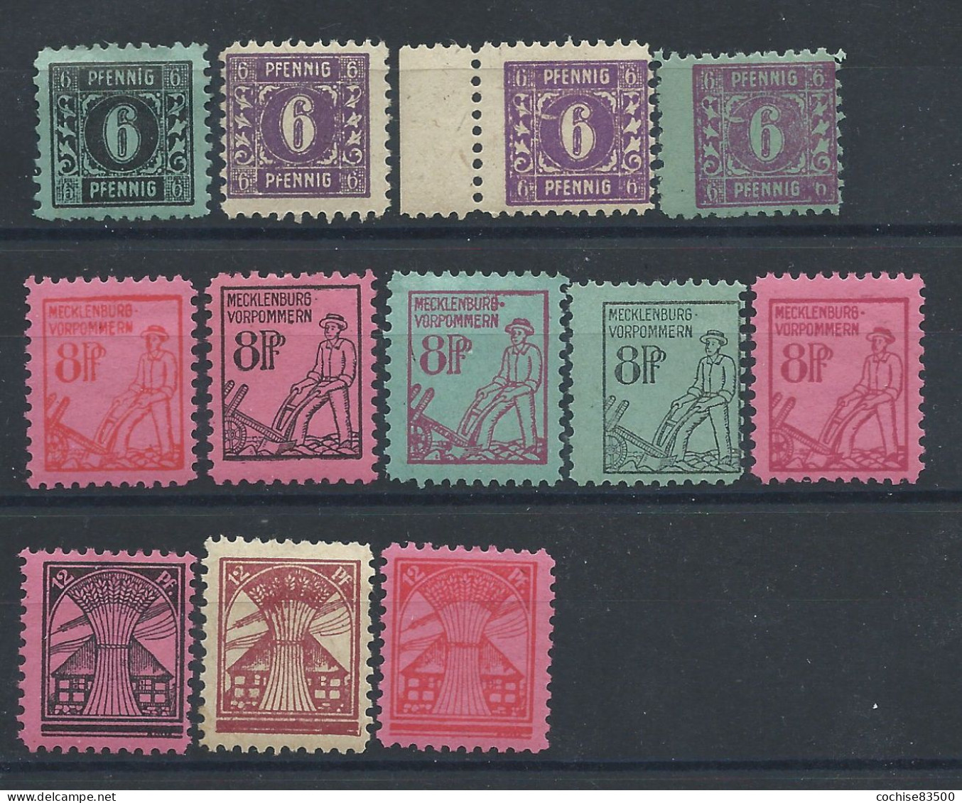 Allemagne Orientale - Mecklembourg Poméranie N°1/8+10/12+14**/* (MNH) 1945/46 - Nuovi