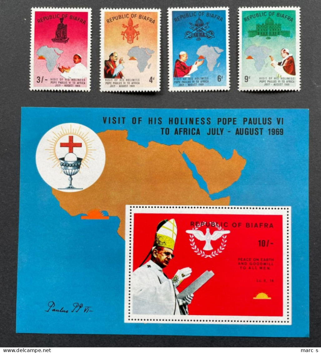 NIGERIA BIAFRA 1969 - NEUF**/MNH - SERIE COMPLETE - Mi 40 / 43 + BF2 - YT 35 / 38 - PAPE PAUL VI - Nigeria (1961-...)