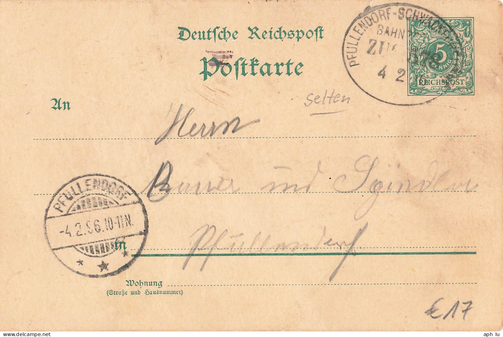 Bahnpost (Ambulant; R.P.O./T.P.O.) Pullendorf-Schwackendorf (ZA2473) - Lettres & Documents