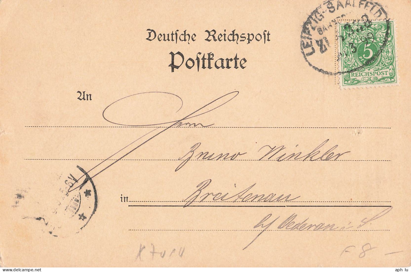 Bahnpost (Ambulant; R.P.O./T.P.O.) Leipzig-Saalfeld (ZA2474) - Cartas & Documentos