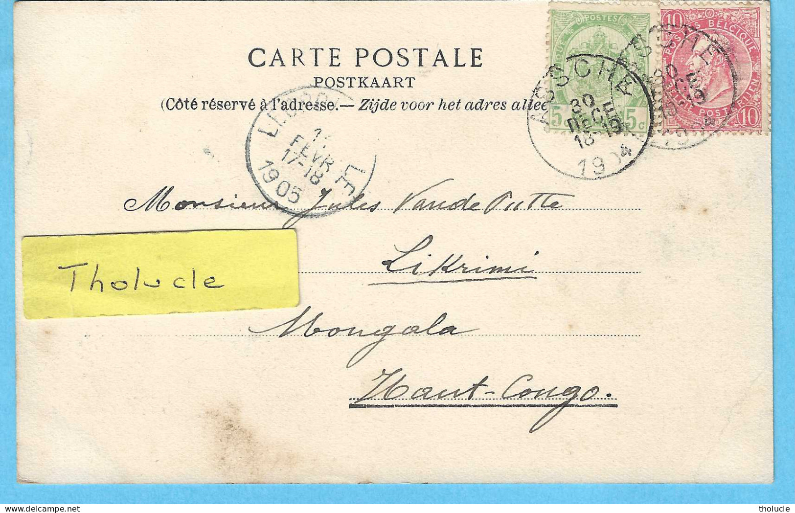 Asse-Assche-1904-Commune-Place Communale-Travaux à La Voie Du Tram-(Tramway)-Exp.vers Le Haut-Congo-Uitg.L.L.-Bruxelles - Asse