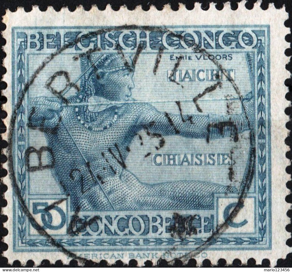 CONGO BELGA, BELGIAN CONGO, RITRATTI DI INDIGENI, 50 C., 1923, USATI Scott:BE-CD 98, Yt:BE-CD 112 - Gebraucht