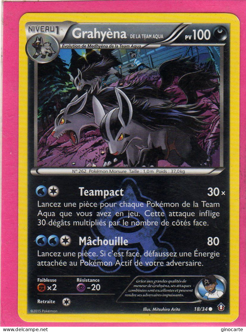 Carte Pokemon Francaise 2015 Xy Double Crisis 18/34 Grahyena 100pv Bon Etat - XY