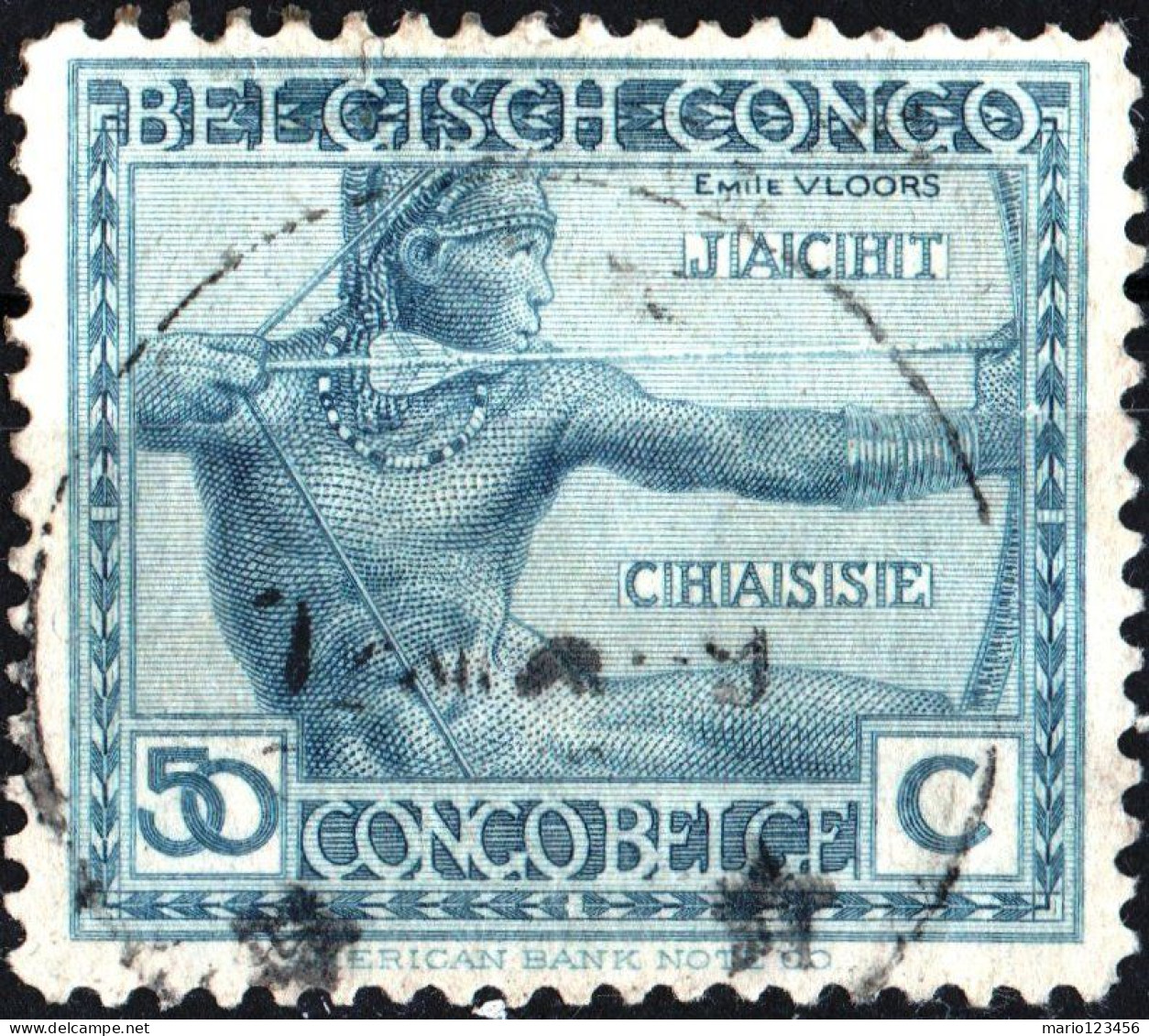 CONGO BELGA, BELGIAN CONGO, RITRATTI DI INDIGENI, 50 C., 1923, USATI Scott:BE-CD 98, Yt:BE-CD 112 - Used Stamps