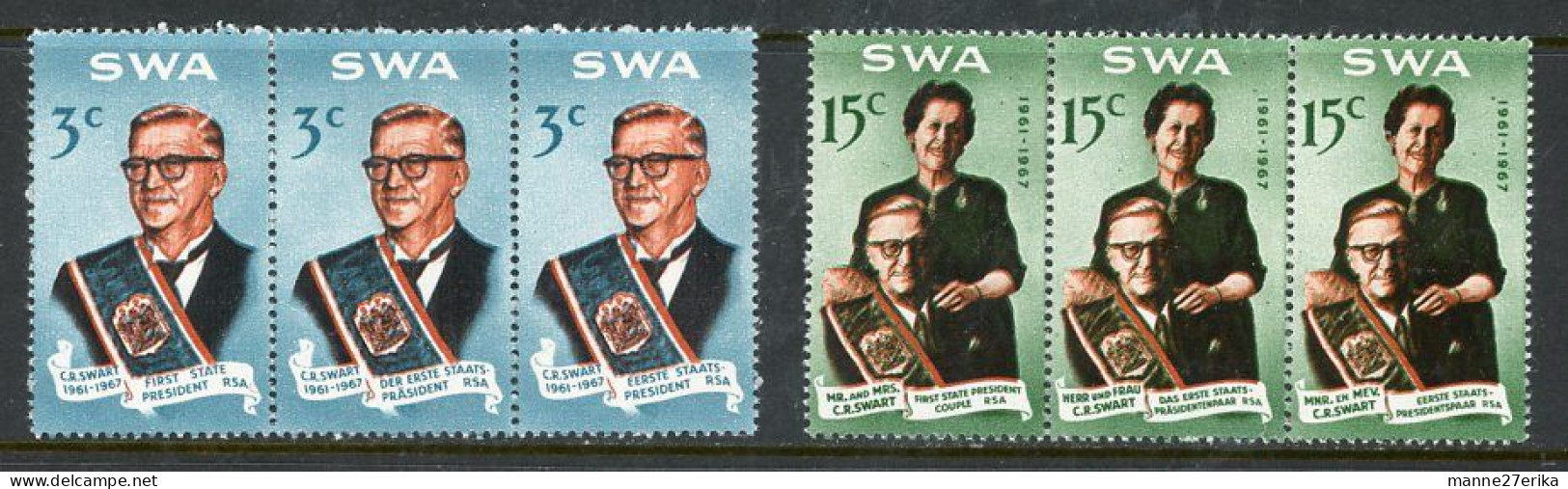 South-West Africa 1968 President And Mrs. Swart - Unused Stamps