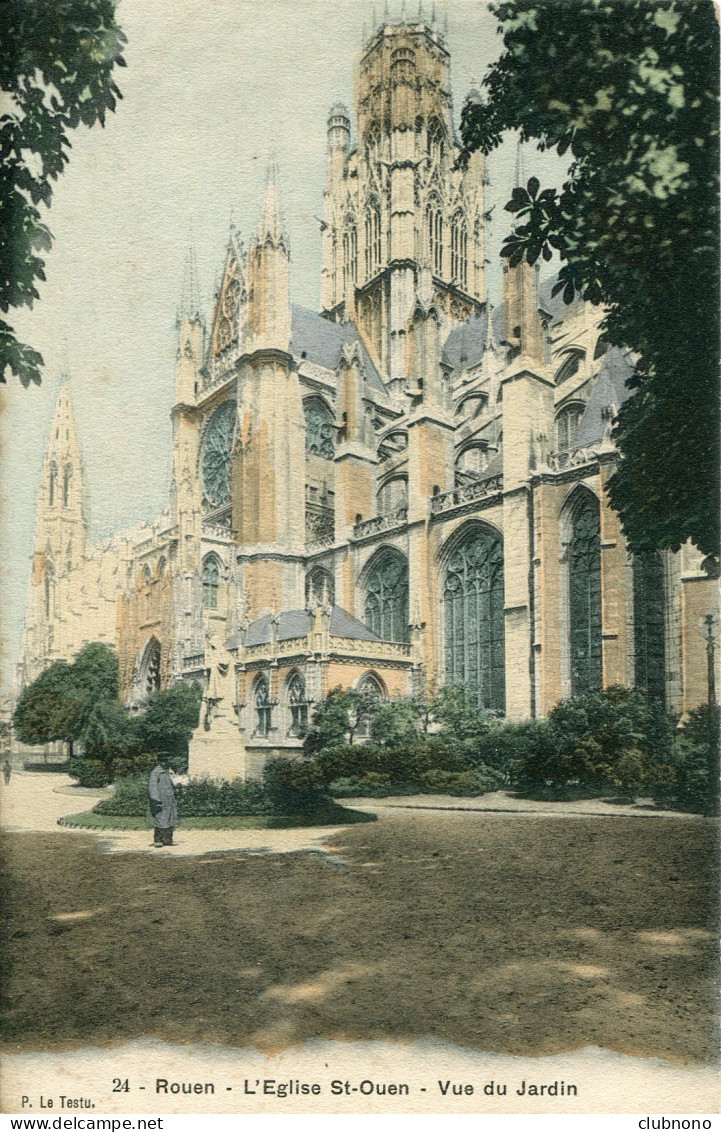 CPA -ROUEN - EGLISE SAINT-OUEN - VUE DU JARDIN (COLORISE) - Rouen