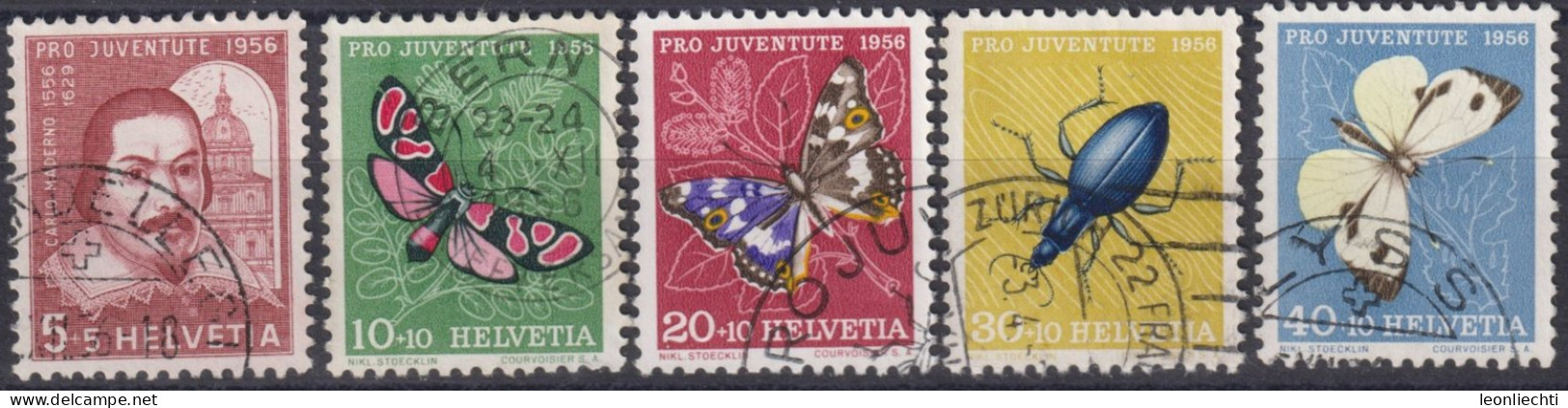 1956 Schweiz Pro Juventute ° Zum:CH J163-J167,Yt:CH 581-785, Mi:CH 632-636, Carlo Maderno Und Insekten - Used Stamps