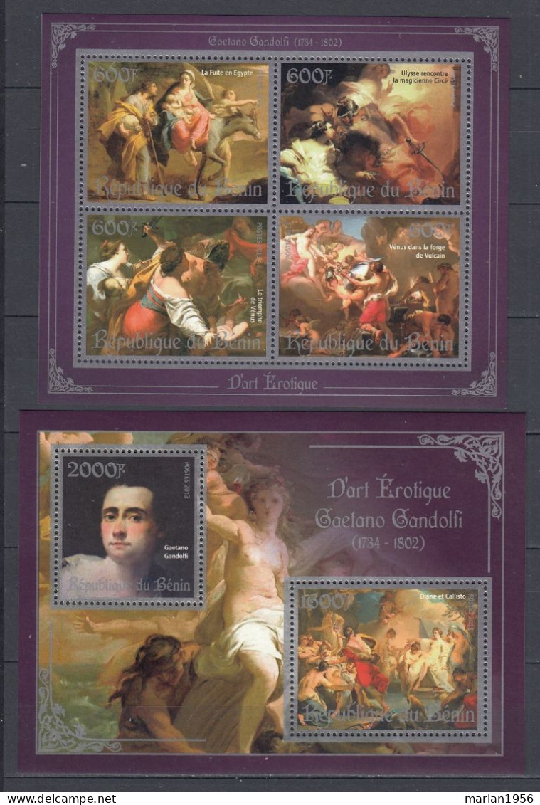 Benin 2013 - Peinture - D'art Erotique - GAETANO GANDOLFI - BL + BF  - MNH - Desnudos