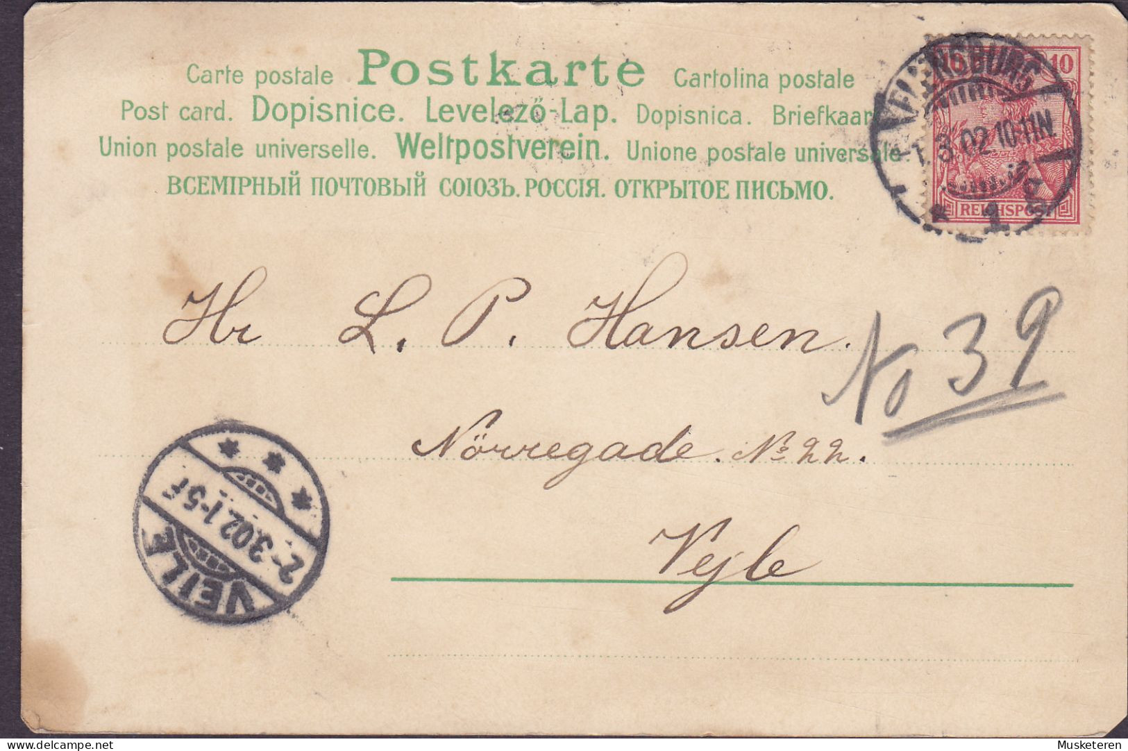 Reichspost UPU PPC Alfred Mailick 'Ob Ichs Wage?' Dog Hund Hond Chien Cane Perro Cão FLENSBURG 1902 VEILE (Arr.) Denmark - Dogs