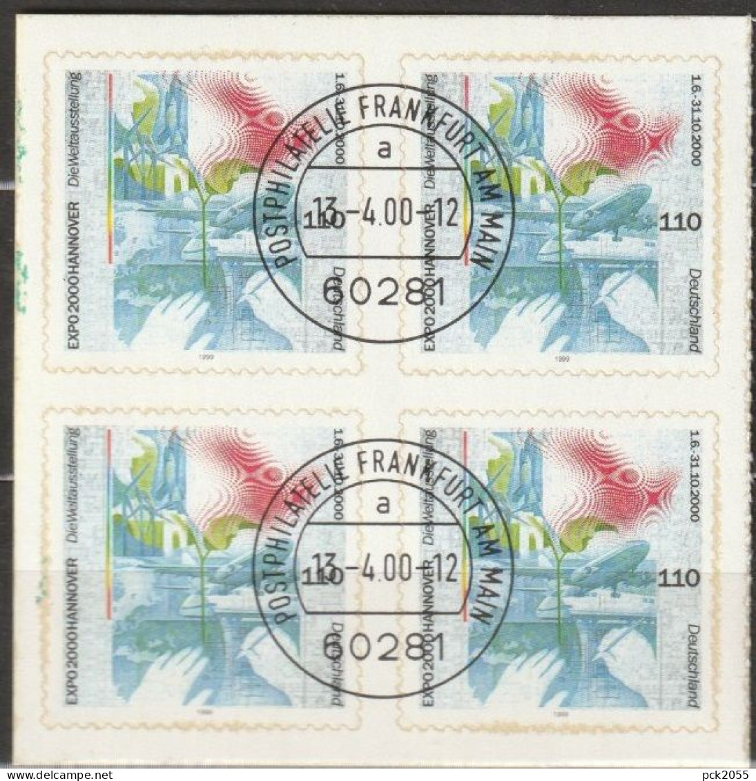 BRD 2000 Mi.Nr.2112 4er Block ESST Frankfurt EXPO 2000 ( 5364  ) - Used Stamps