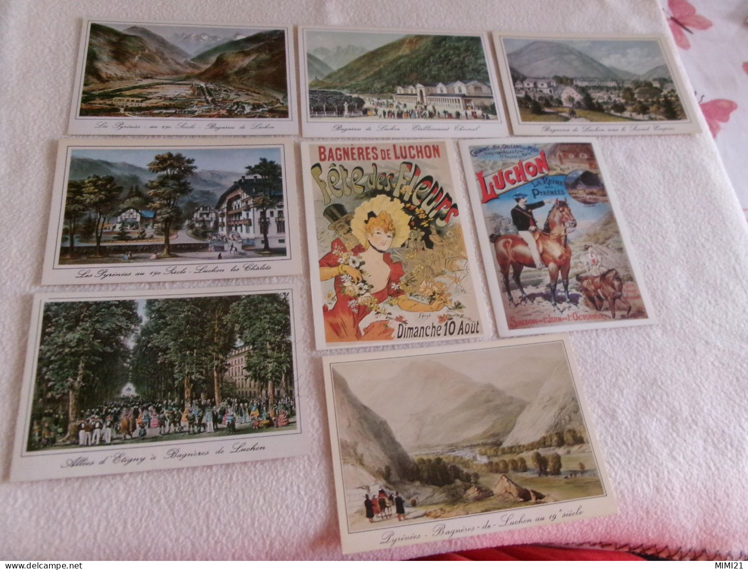 LOT DE 8 CARTES TIREES DE LITHOGRAPHIE DU 19E DE BAGNERES DE LUCHON - Luchon