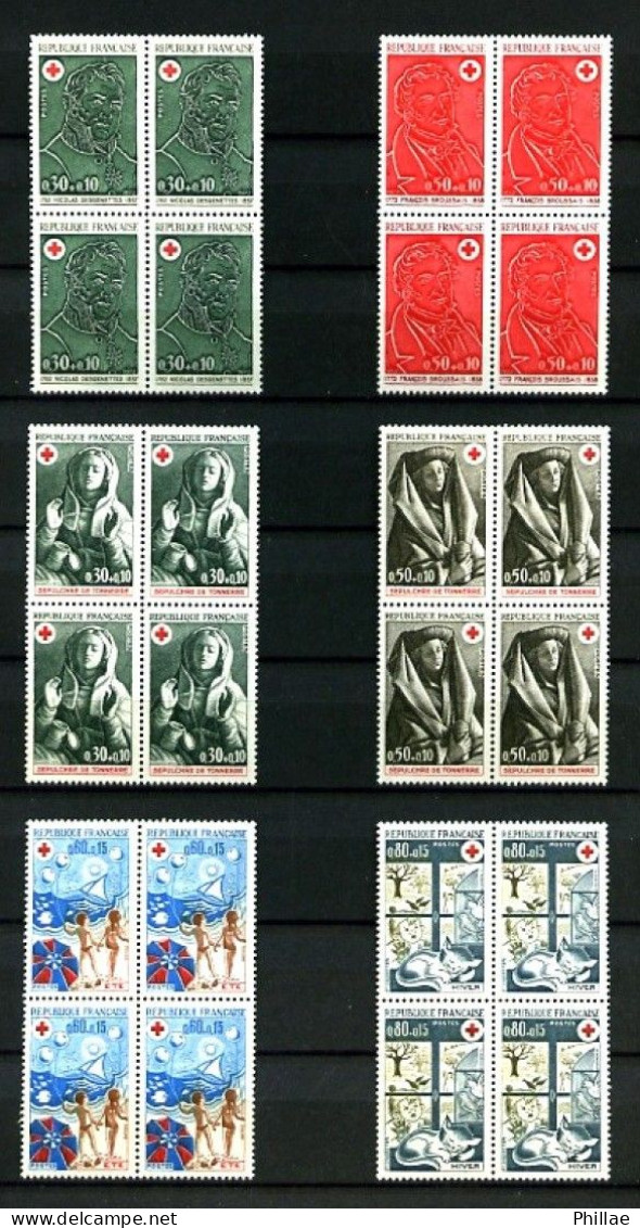 FRANCE - Neufs N** - Croix-Rouge en BLOCS de 4 - Complet de 1949 à 1982 - TB - Cote : 720 €+