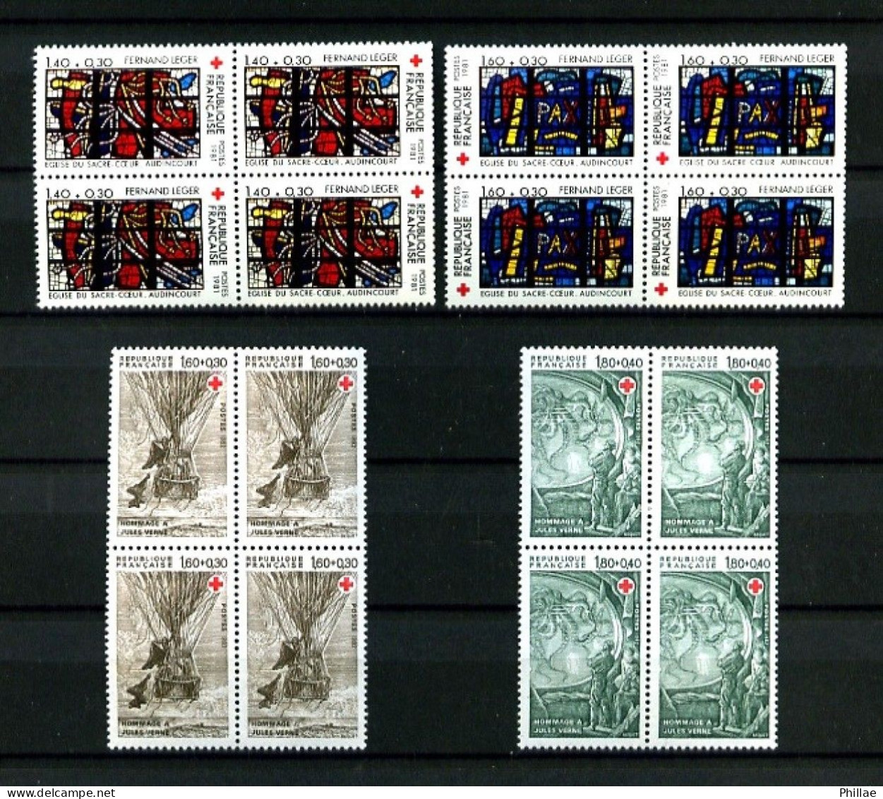 FRANCE - Neufs N** - Croix-Rouge en BLOCS de 4 - Complet de 1949 à 1982 - TB - Cote : 720 €+