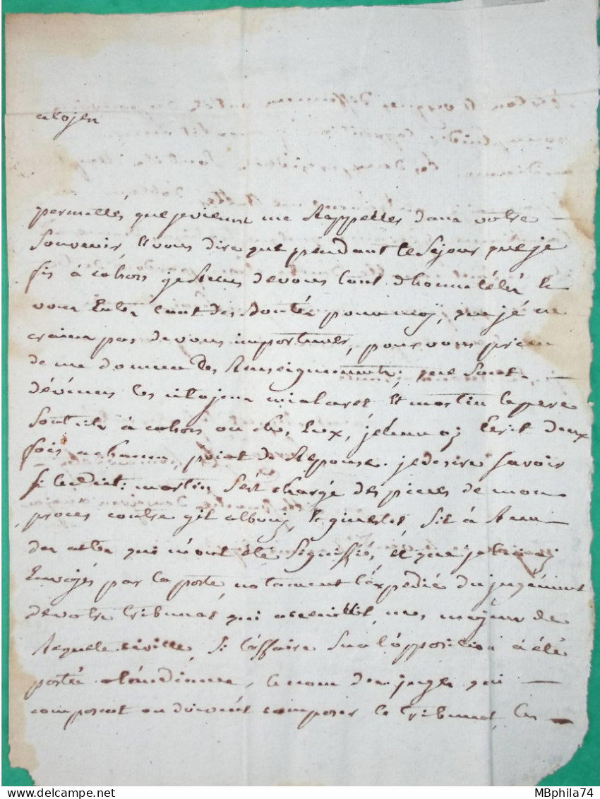 MARQUE P11P VILLEFRANCHE DE ROUERGUE AVEYRON PORT PAYE ROUGE POUR MONTAUBAN TARN ET GARONNE PERIODE REVOLUTIONNAIRE 1797 - 1701-1800: Vorläufer XVIII