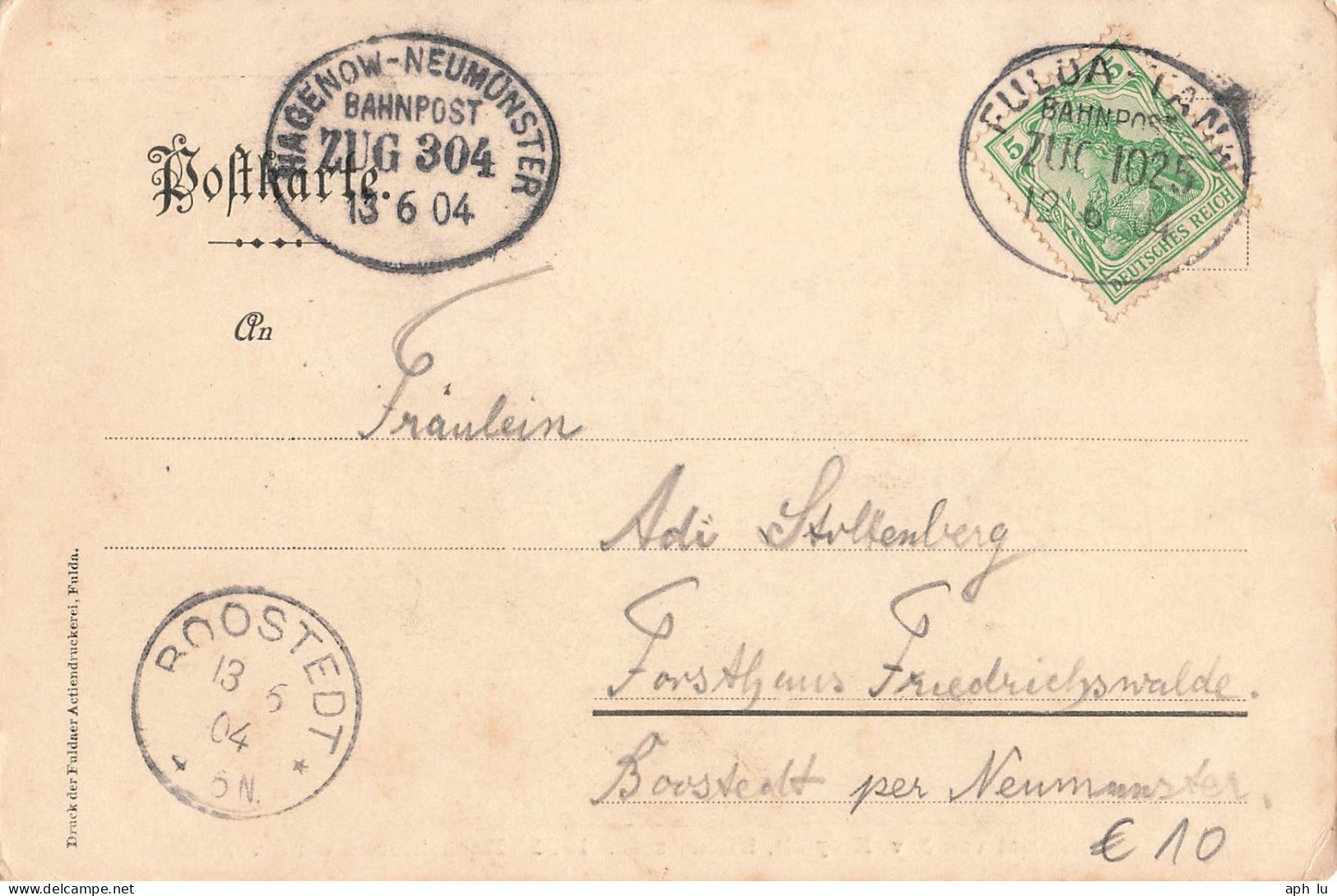 Bahnpost (Ambulant; R.P.O./T.P.O.) Fulda-Tann & Hagenow-Neumünster (ZA2485) - Covers & Documents