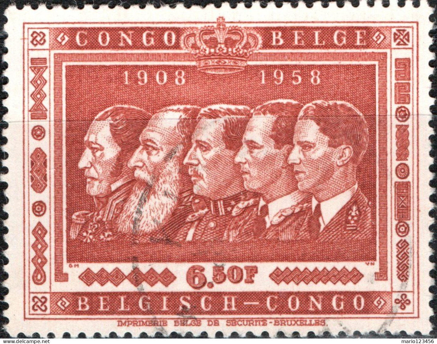 CONGO BELGA, BELGIAN CONGO, ANNESSIONE DEL CONGO, 6,5 Fr., 1958, FRANCOBOLLI USATI Scott:BE-CD 304, Yt:BE-CD 348 - Oblitérés