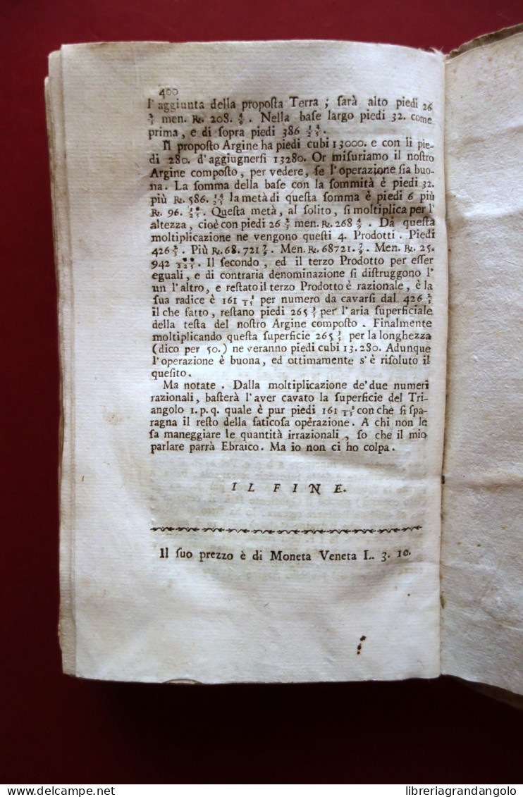 Trattato Aritmetico Di Giuseppe Maria Figatelli Gatti Venezia 1778 - Unclassified