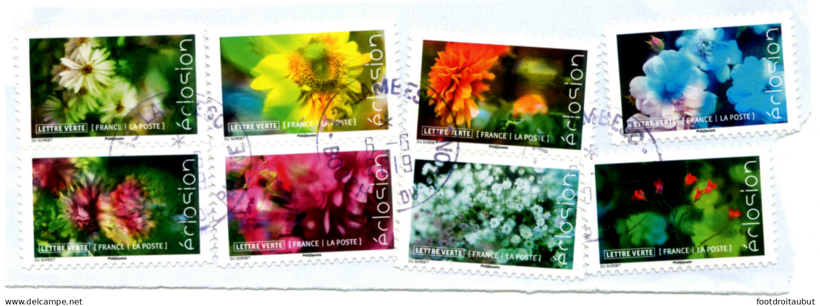 Fragment Avec 8 Timbres éclosion Fleurs N° Y&T 1707 à 1714 - Used Stamps