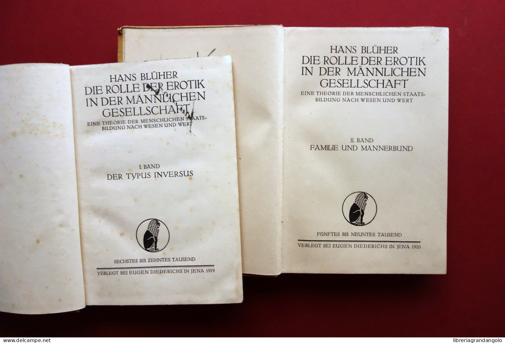 Die Rolle Der Erotik In Der Mannlichen Gesellschaft H. Bluher 1919 2 Volumi - Sin Clasificación