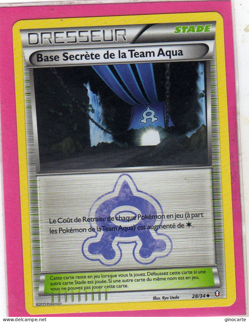 Carte Pokemon Francaise 2015 Xy Double Crisis 28/34 Base Secrete Team Aqua Occasion - XY