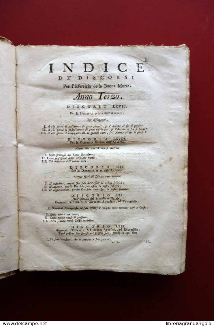 Discorsi Per L'Esercizio Della Buona Morte Bordoni Fenzo Venezia 1764 Tomo II - Non Classés