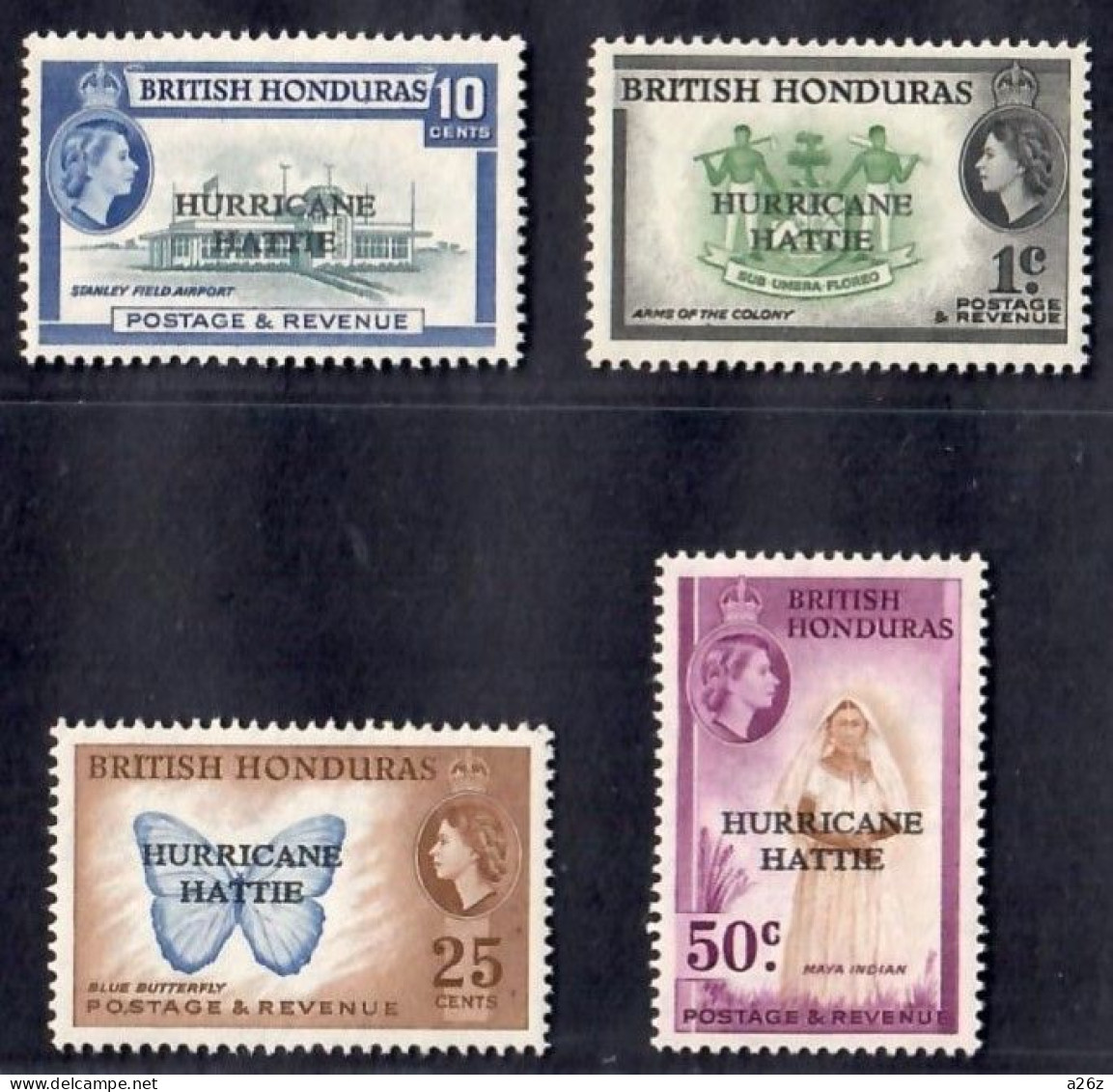British Honduras 1962 Overprinted " HURRICANE HATTIE" 4V MNH - British Honduras (...-1970)