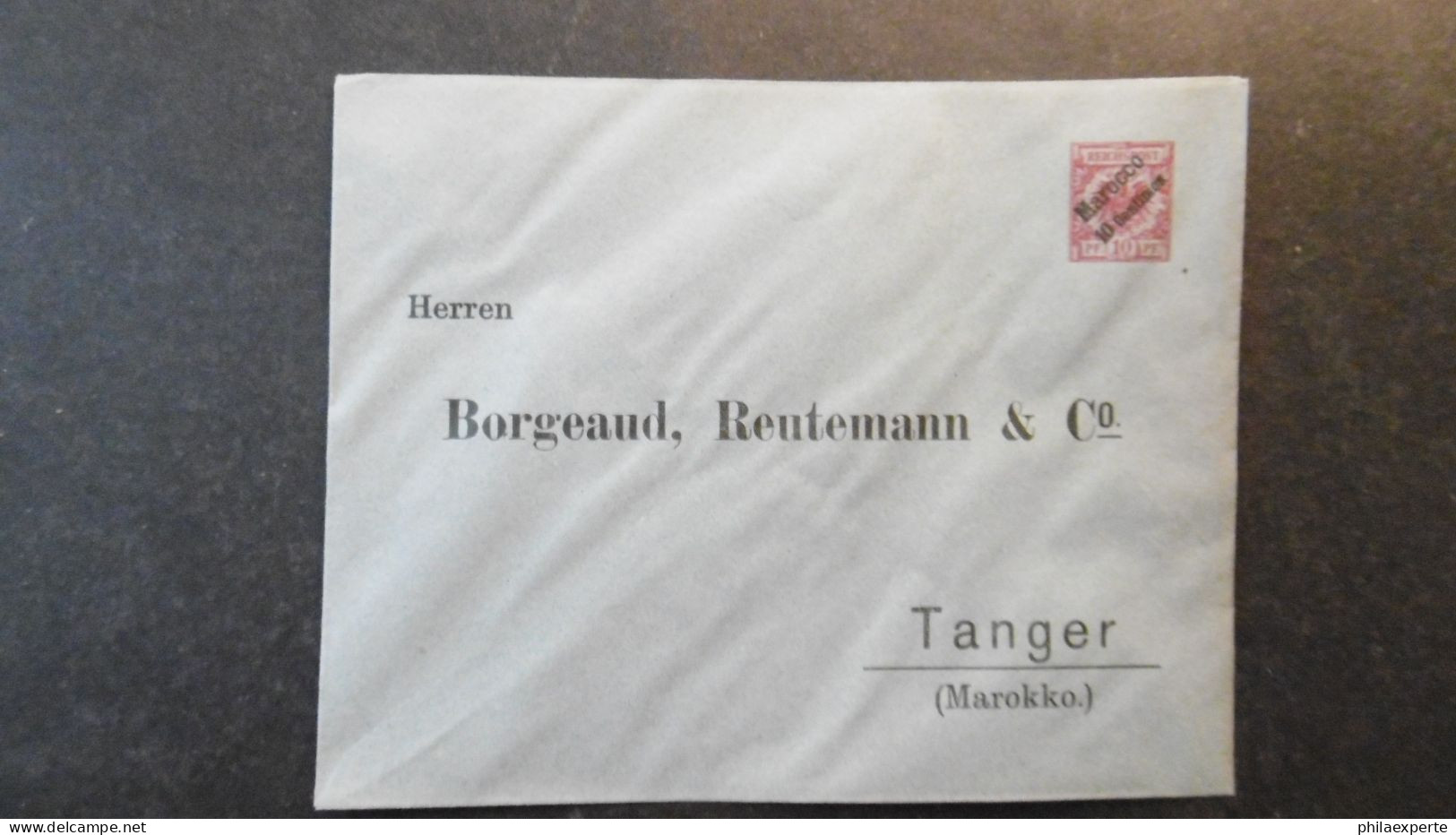Dt. Post Marokko Mi. GA U PU 1 */ungelaufen Etwas Wellig Privatumschlag Reutemann/Tanger Rs. Verschlossen - Deutsche Post In Marokko
