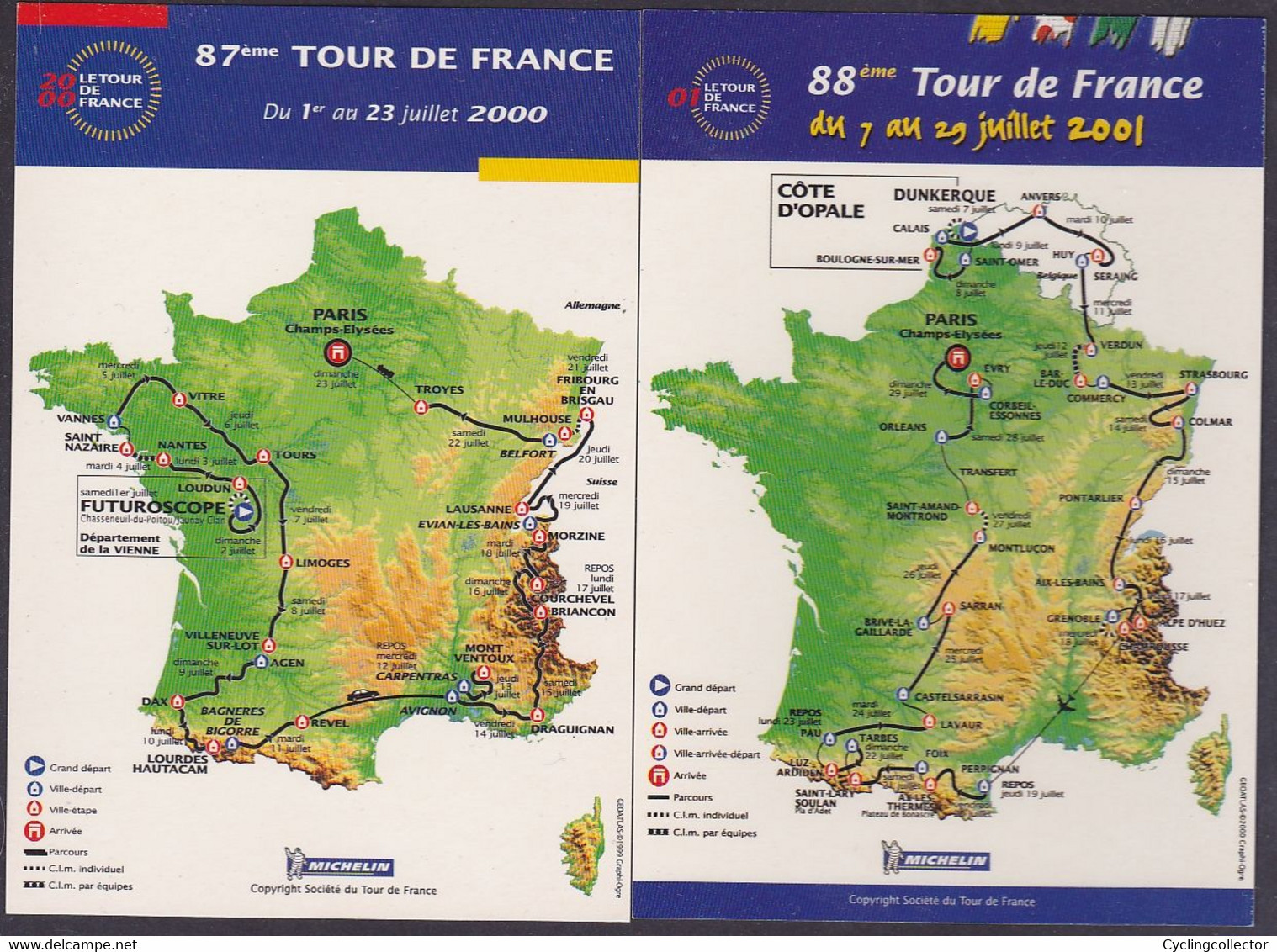 Lot 2 CP Tour De France 2000  2001  Parcours - Radsport