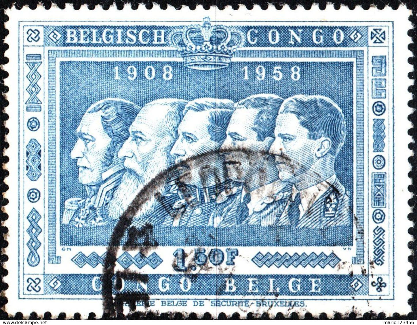 CONGO BELGA, BELGIAN CONGO, ANNESSIONE DEL CONGO, 1,50 Fr., 1958, FRANCOBOLLI USATI Scott:BE-CD 301, Yt:BE-CD 345 - Usados