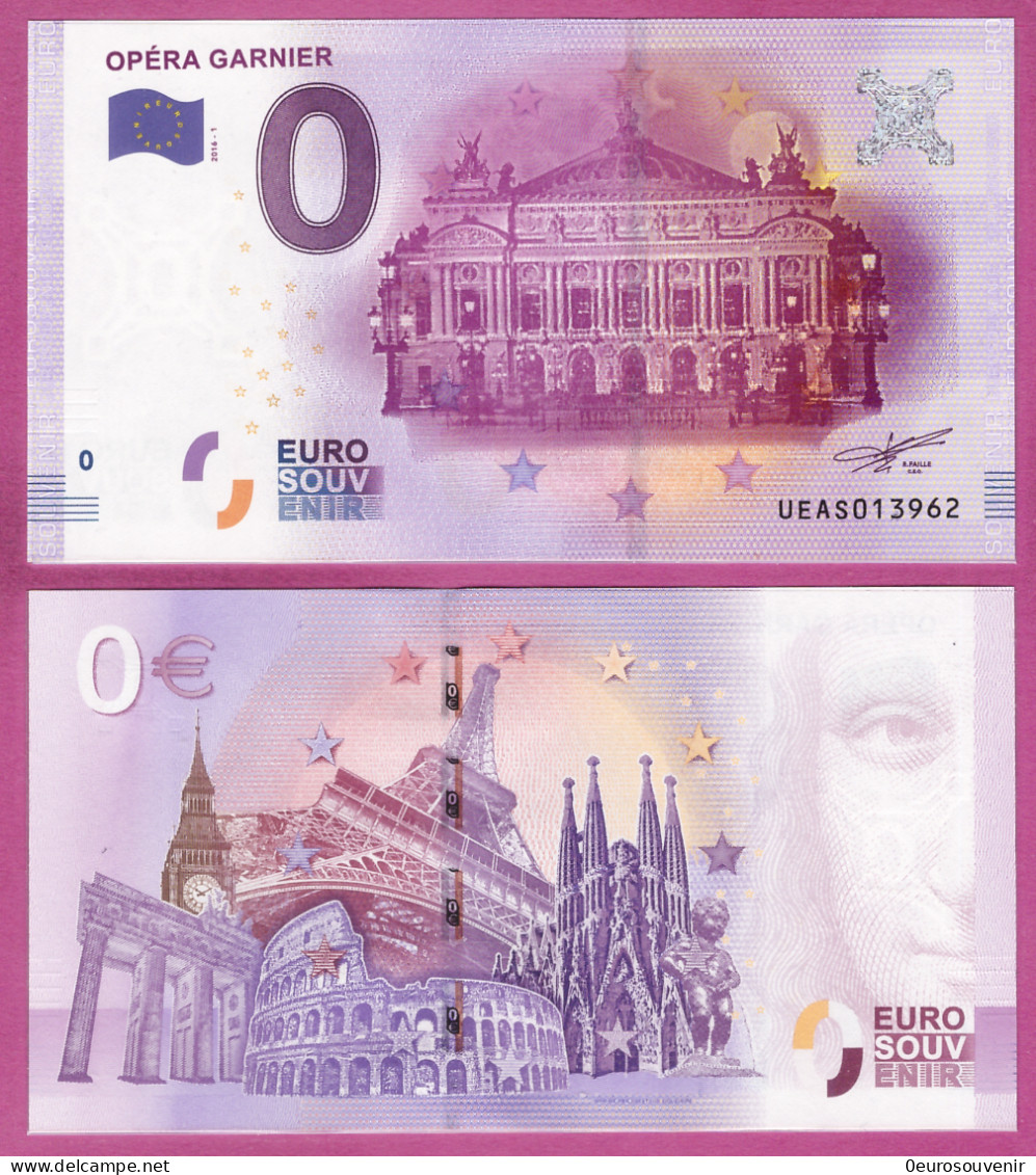 0-Euro UEAS 2016-1 OPÉRA GARNIER - Privatentwürfe