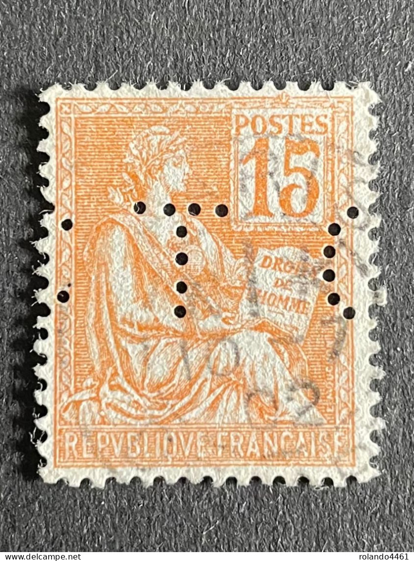 FRANCE C N°117 Mouchon CT 371 Indice 5 Perforé Perforés Perfins Perfin Perfo Décalée - Autres & Non Classés