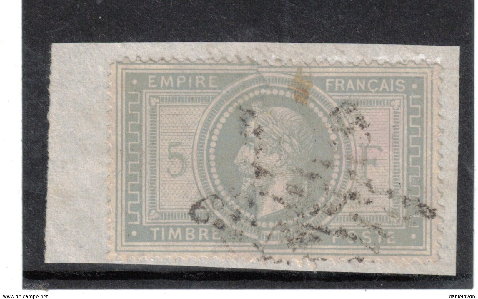 France Y&T N° 33a Gris-bleu Type II Oblitéré (déchiré Verticalement) Sur Fragment - 1863-1870 Napoleon III With Laurels