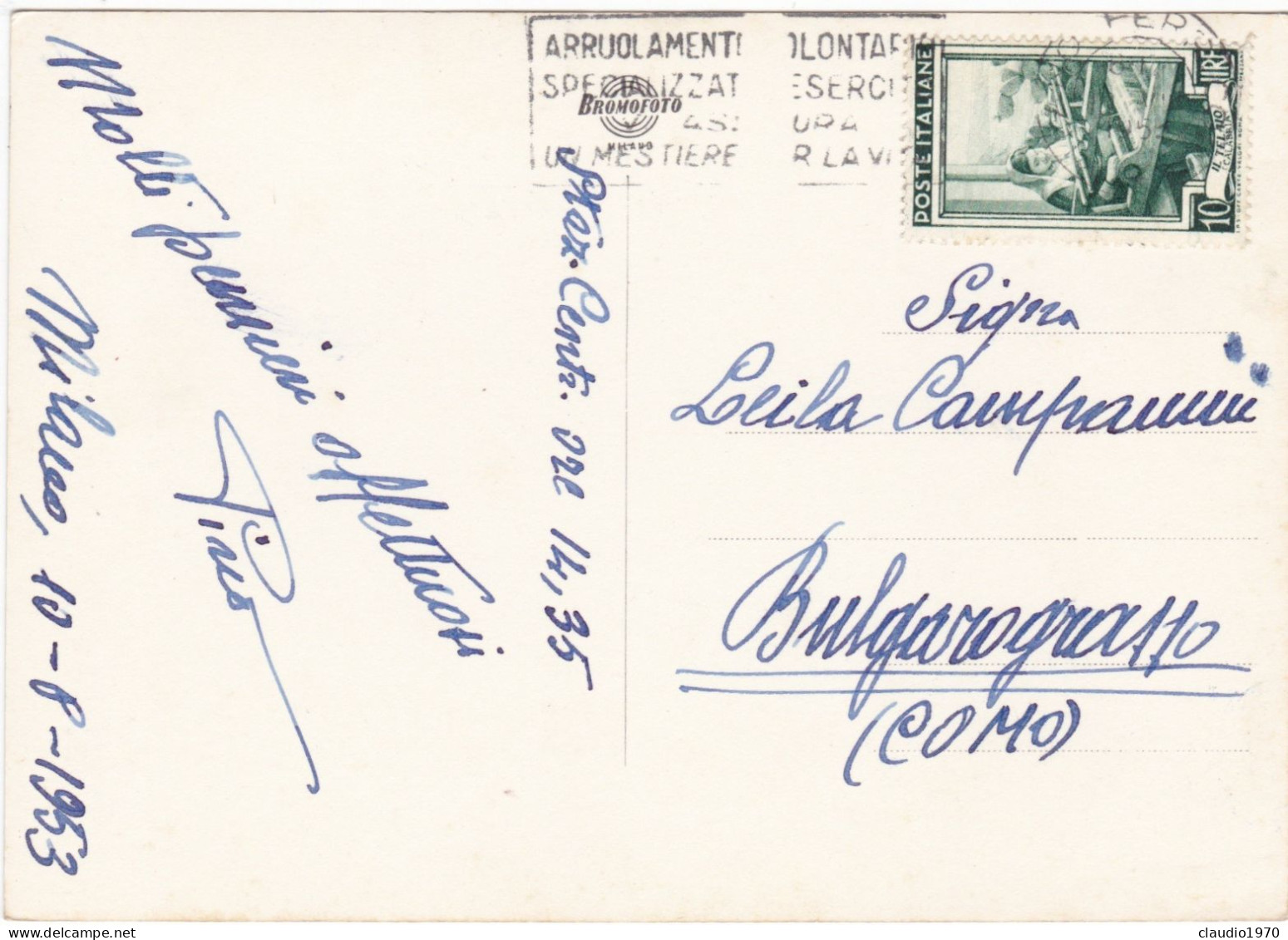 MILANO - CARTOLINA  - LA MADONNINA - VIAGGIATA PER BULGAROGRASSO (CO) - 1953 - Milano (Mailand)