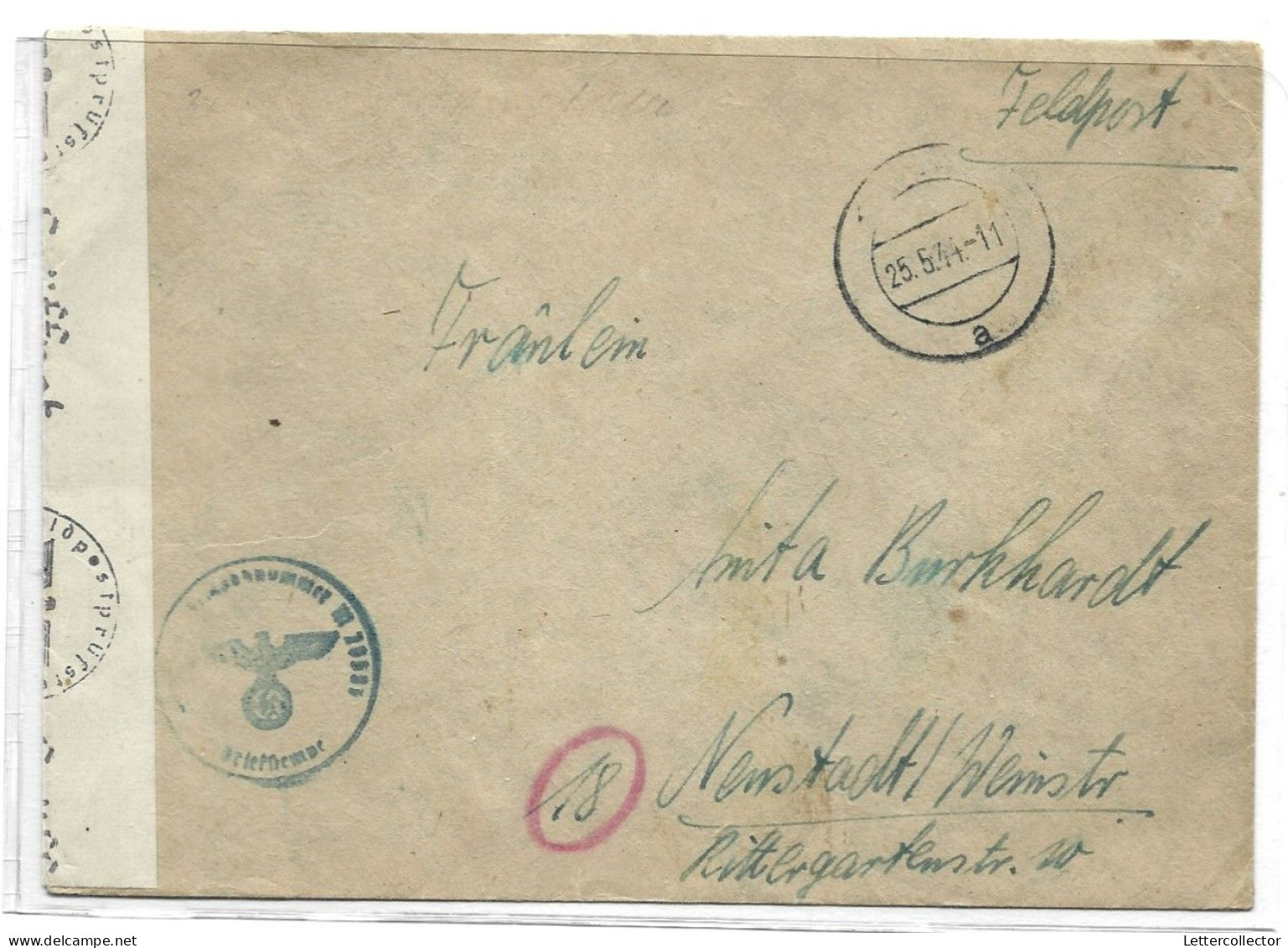 Feldpost Kriegsmarine Linienschiff Schlesien 1944 Zensur - Feldpost World War II