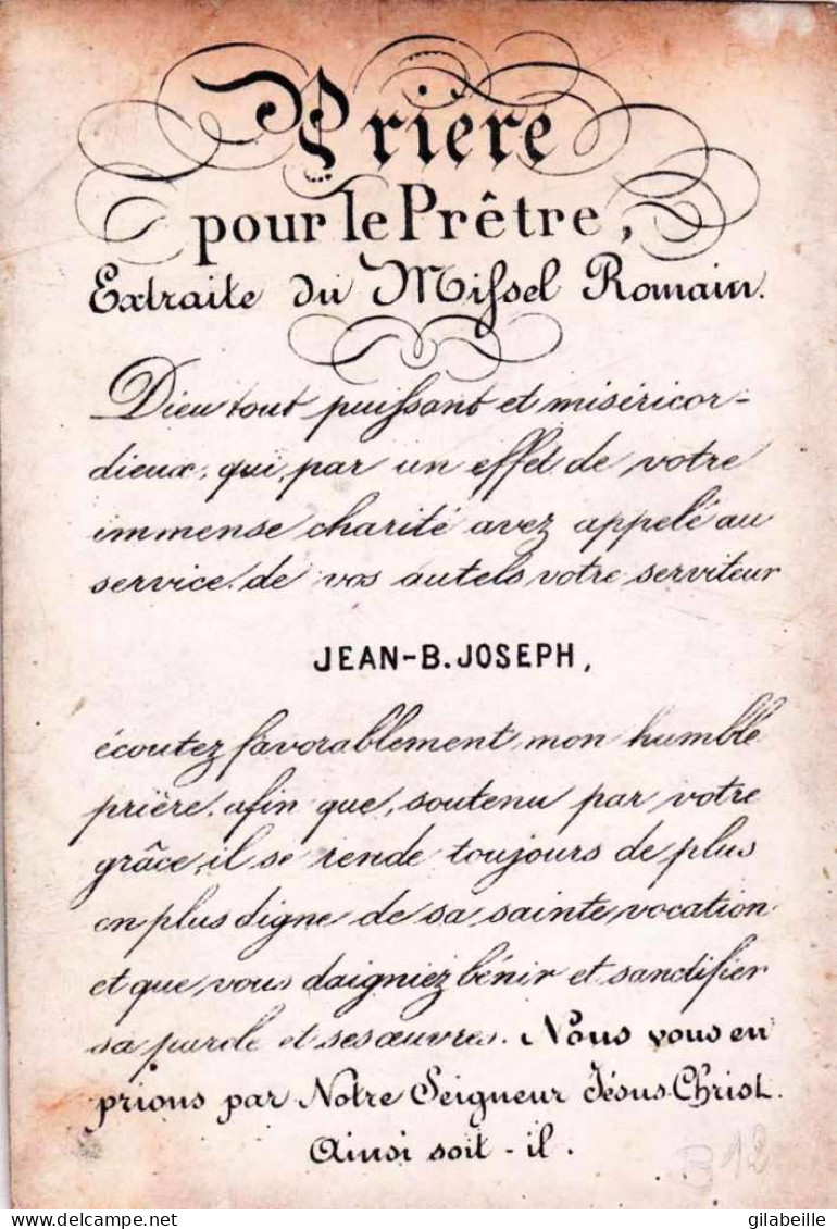 TOURNAI - Religion - Carte Ordination Du Pretre Jean .B Joseph Mahy En 1871- Format 10.5 X 7.5 Cm - Zonder Classificatie