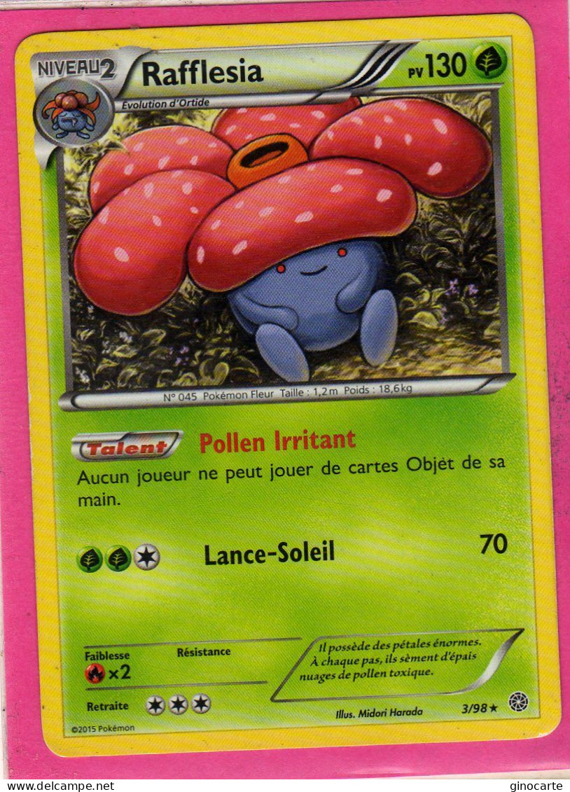 Carte Pokemon Francaise 2015 Xy Origine Antique 3/98 Rafflesia 130pv Occasion - XY