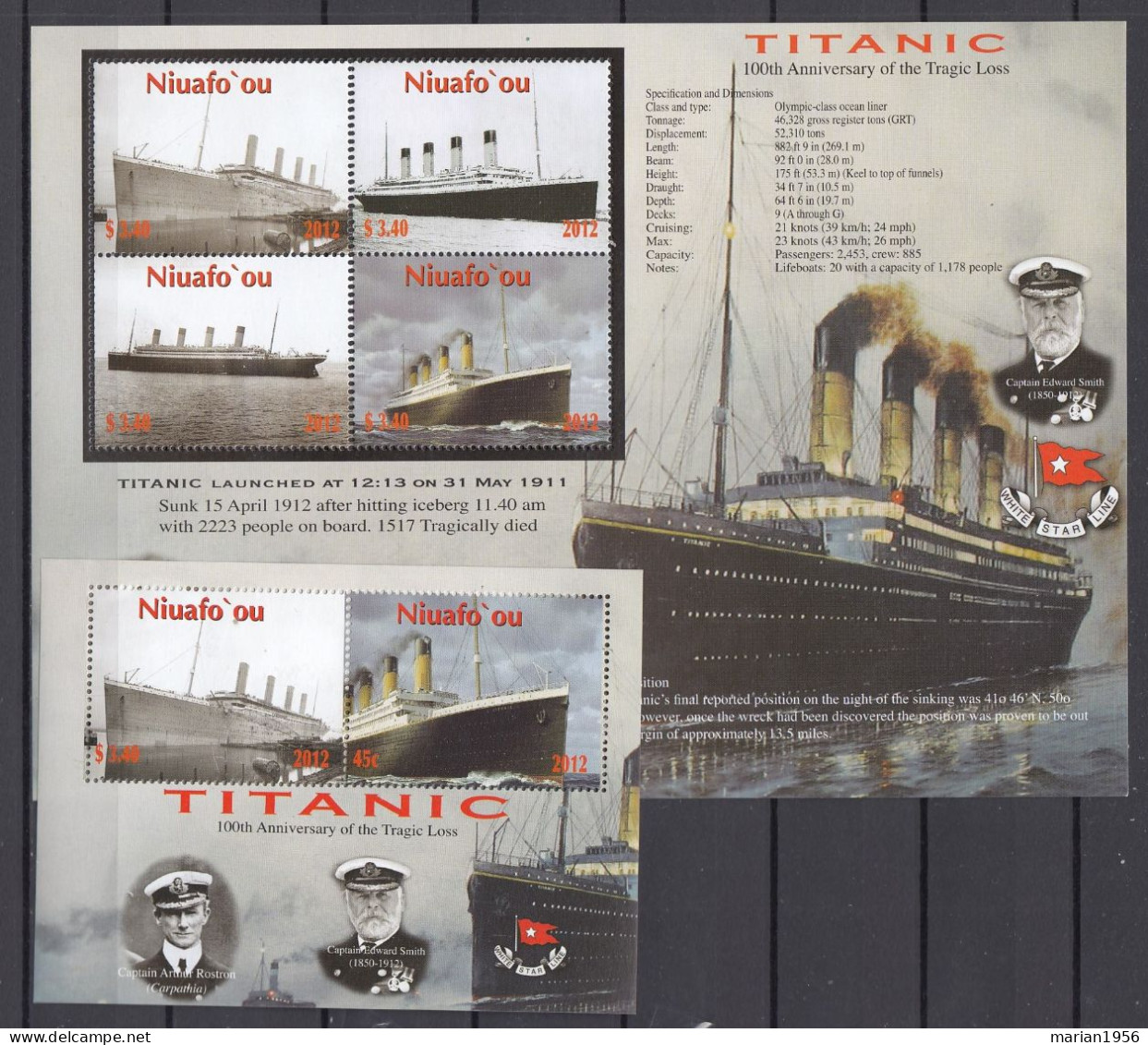 Niuafo'ou - TITANIC  - BL + BF  - MNH - Schiffe