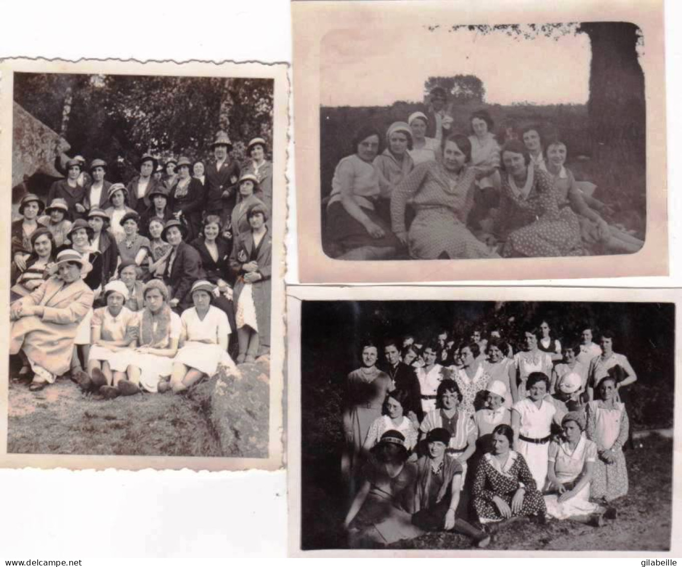 Photo Originale - 45 - BEAUGENCY - Jeunes Femmes Du Pensionnat Des Ursulines  - Lot 3 Photos - 14 Juillet 1932 - Geïdentificeerde Personen