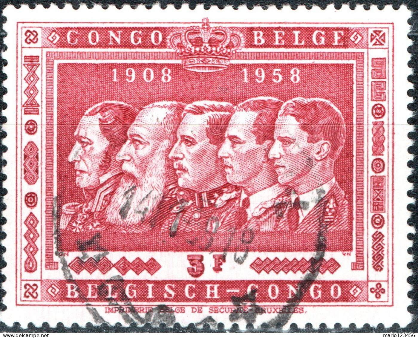CONGO BELGA, BELGIAN CONGO, ANNESSIONE DEL CONGO, 3 Fr., 1958, FRANCOBOLLI USATI Scott:BE-CD 302, Yt:BE-CD 346 - Gebraucht