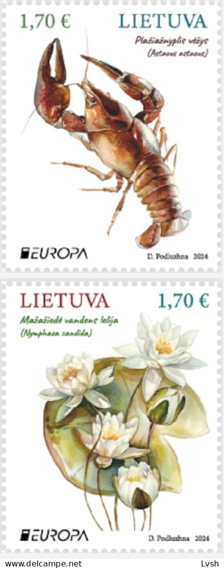 Lithuania.2024.Europa CEPT.Underwater Fauna And Flora.2 V. ** . - Mundo Aquatico