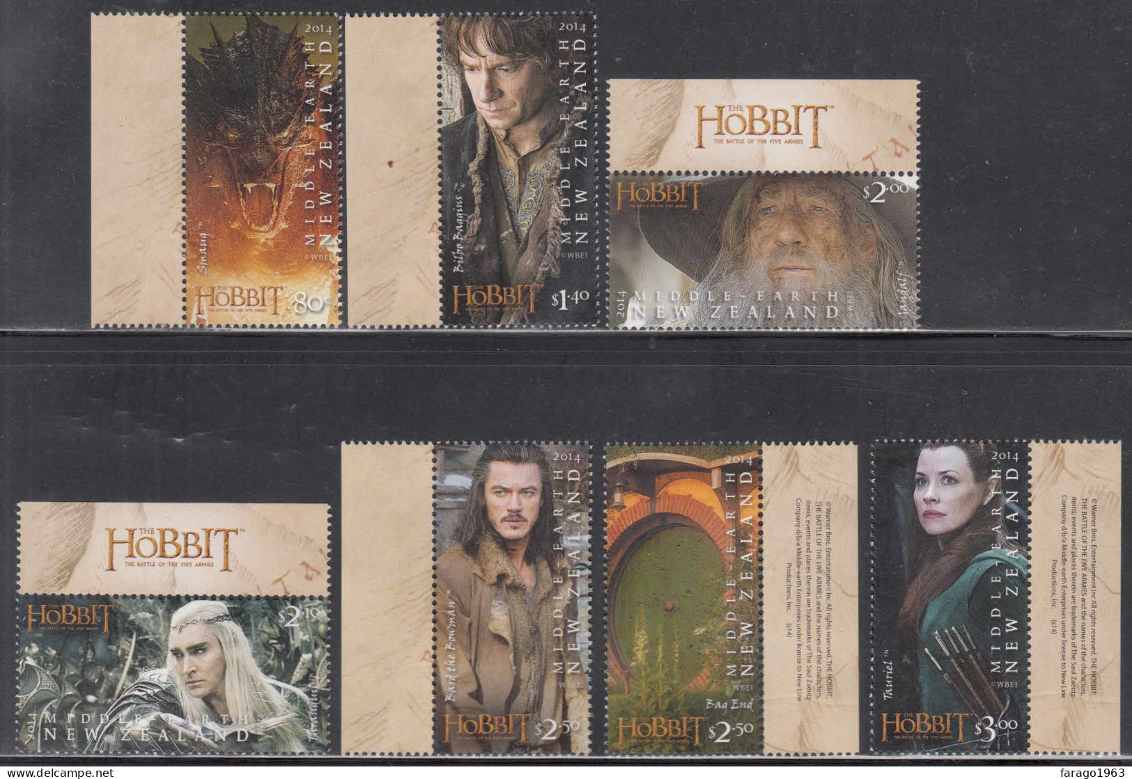 2014 New Zealand The Hobbit Film Movies Cinema TEXTURE Complete Set Of 7 MNH @ BELOW FACE VALUE - Unused Stamps