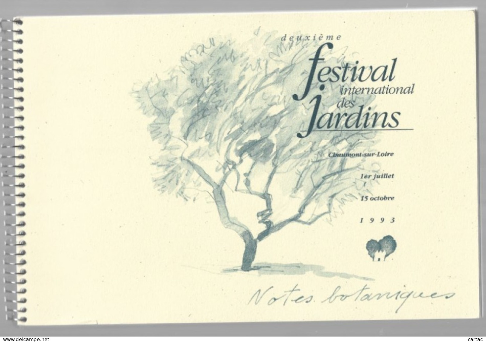D41. Aquarelles. DEUXIEME FESTIVAL INTERNATIONAL DES JARDINS CHAUMONT-SUR-LOIRE. 1er Juil-15 Oct. 1993.Notes Botaniques - Centre - Val De Loire