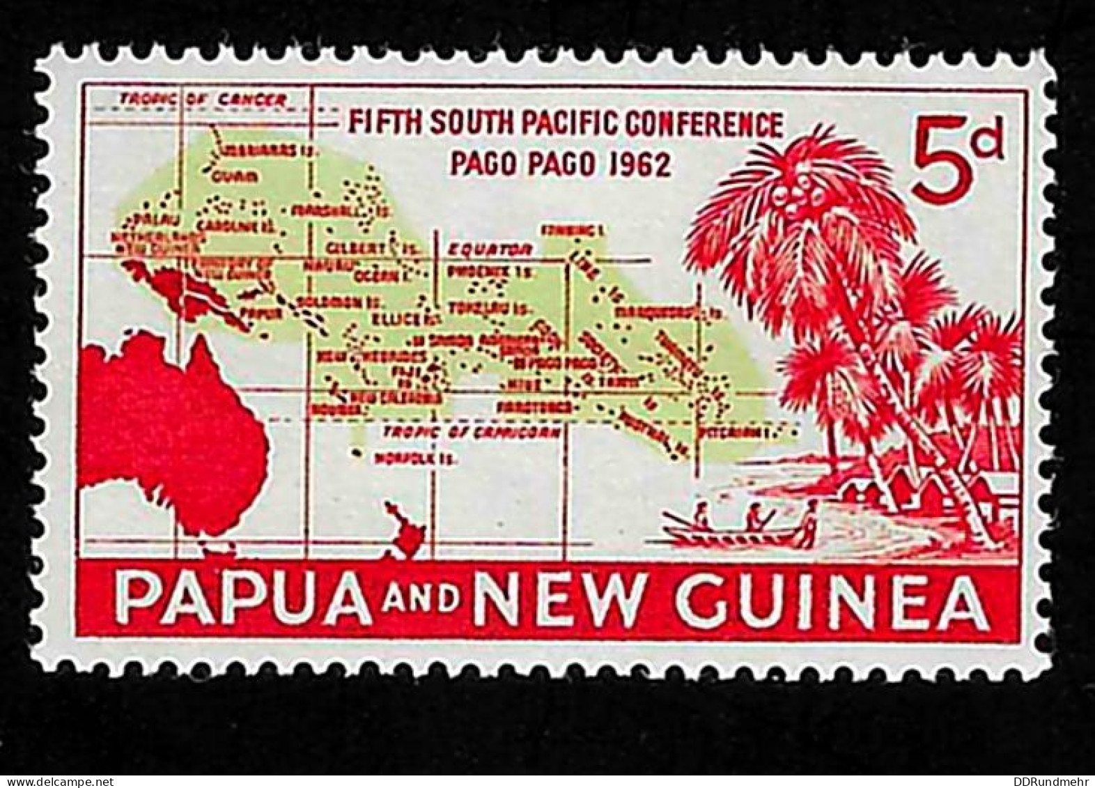 1962 Map  Michel PG 43 Stamp Number PG 167 Yvert Et Tellier PG 47 Stanley Gibbons PG 36 X MH - Papua New Guinea